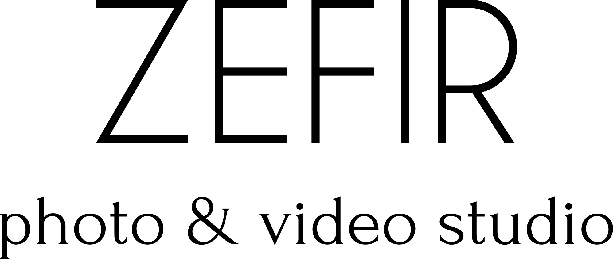 Zefir logo z napisem photo & video studio czarne litery